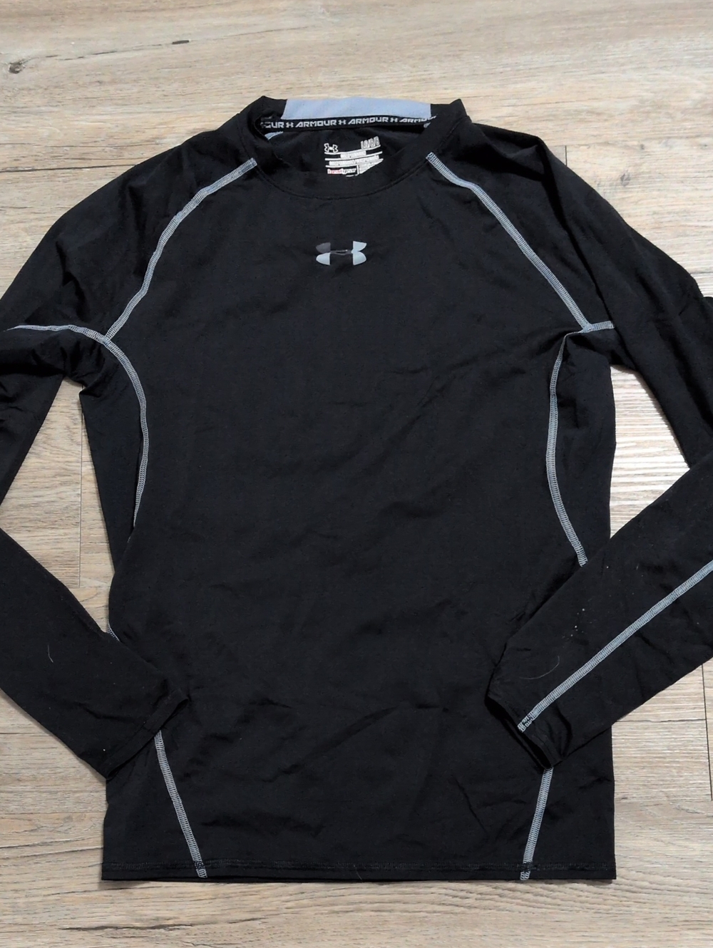 Under Armour Black Long-Sleeve compression Performance Top with Gray Accents